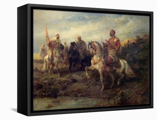 Arab Warriors on Horseback (Oil on Canvas)-Adolf Schreyer-Framed Premier Image Canvas