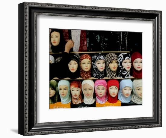 Arab Woman Buys an Islamic Head Dress in Preparation for the Muslim Holy Fasting Month of Ramadan-null-Framed Photographic Print