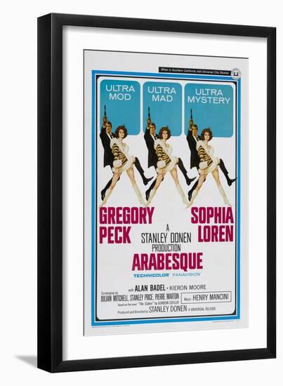 Arabesque, Gregory Peck, Sophia Loren, 1966-null-Framed Art Print