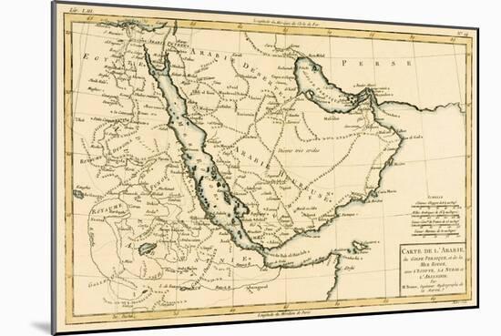 Arabia, the Persian Gulf and the Red Sea, with Egypt, Nubia and Abyssinia, from 'Atlas De Toutes…-Charles Marie Rigobert Bonne-Mounted Giclee Print