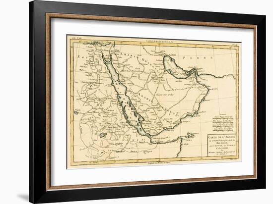 Arabia, the Persian Gulf and the Red Sea, with Egypt, Nubia and Abyssinia, from 'Atlas De Toutes…-Charles Marie Rigobert Bonne-Framed Premium Giclee Print