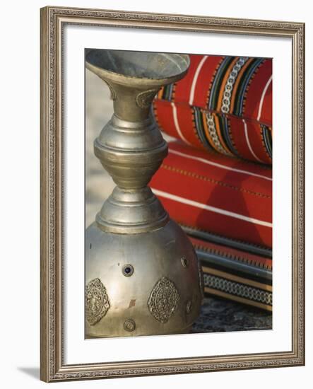 Arabic Cushions and Pot, Dubai, United Arab Emirates, Middle East-Amanda Hall-Framed Photographic Print