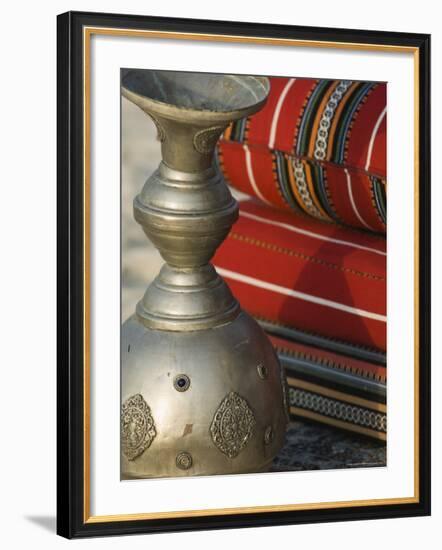 Arabic Cushions and Pot, Dubai, United Arab Emirates, Middle East-Amanda Hall-Framed Photographic Print