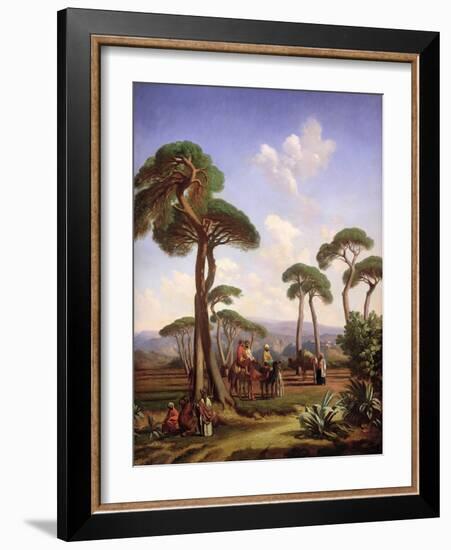 Arabs and Camels in Wooded Landscape-Prosper Georges Antoine Marilhat-Framed Giclee Print