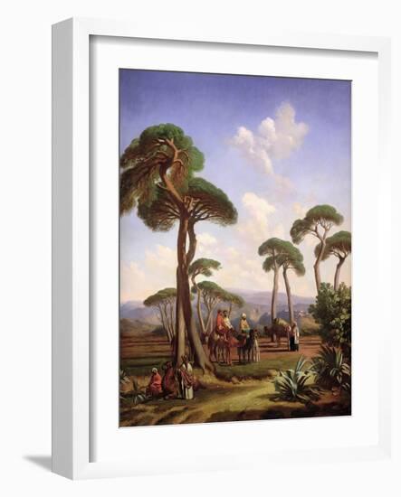 Arabs and Camels in Wooded Landscape-Prosper Georges Antoine Marilhat-Framed Giclee Print