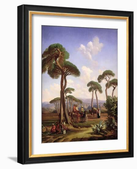 Arabs and Camels in Wooded Landscape-Prosper Georges Antoine Marilhat-Framed Giclee Print