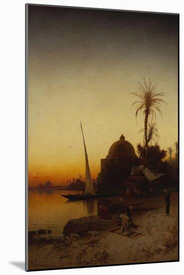 Arabs at Prayer by the Nile-Hermann Corrodi-Mounted Giclee Print