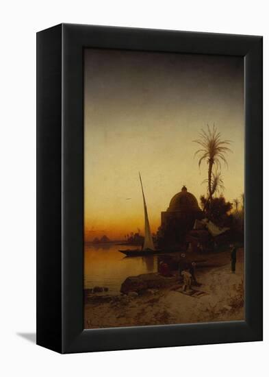 Arabs at Prayer by the Nile-Hermann Corrodi-Framed Premier Image Canvas