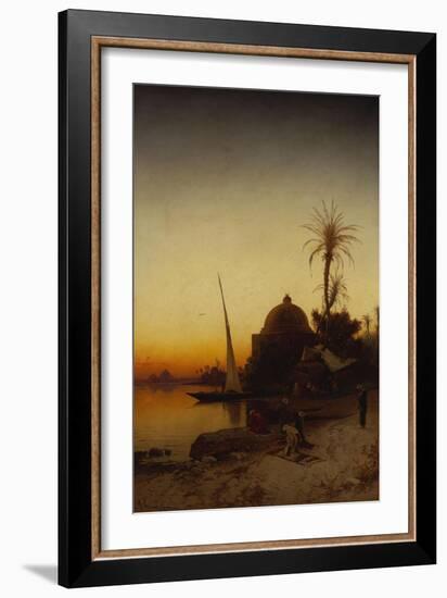 Arabs at Prayer by the Nile-Hermann Corrodi-Framed Giclee Print