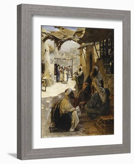 Arabs Conversing in a Village Street-Rudolf Swoboda-Framed Giclee Print