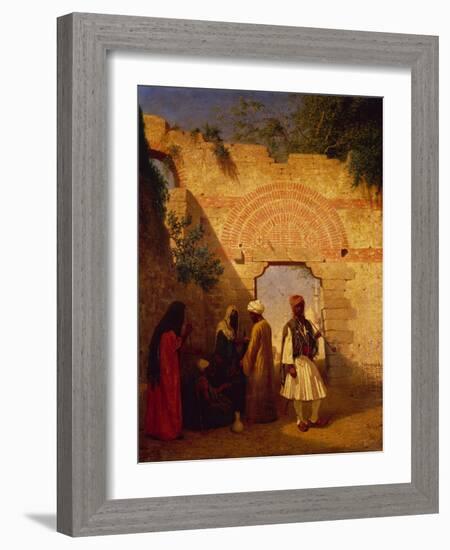 Arabs in front of a Gate, Damascus, Syria-Charles Theodore Frere-Framed Giclee Print