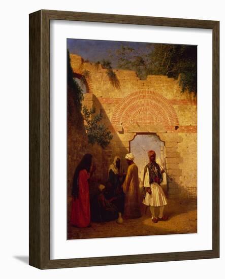 Arabs in front of a Gate, Damascus, Syria-Charles Theodore Frere-Framed Giclee Print