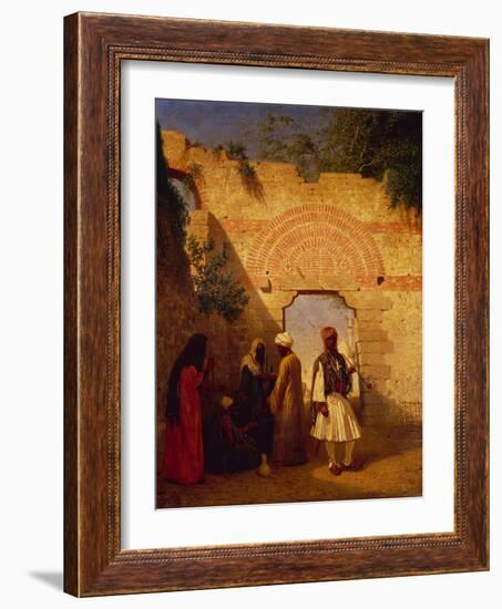 Arabs in front of a Gate, Damascus, Syria-Charles Theodore Frere-Framed Giclee Print