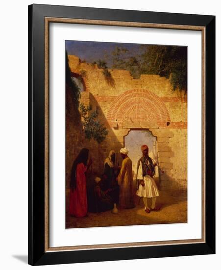 Arabs in front of a Gate, Damascus, Syria-Charles Theodore Frere-Framed Giclee Print