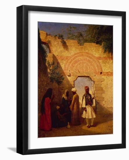 Arabs in front of a Gate, Damascus, Syria-Charles Theodore Frere-Framed Giclee Print