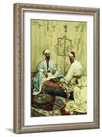 Arabs Playing Backgammon in an Interior-Giulio Rosati-Framed Giclee Print