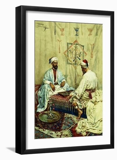 Arabs Playing Backgammon in an Interior-Giulio Rosati-Framed Giclee Print