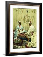 Arabs Playing Backgammon in an Interior-Giulio Rosati-Framed Giclee Print