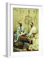 Arabs Playing Backgammon in an Interior-Giulio Rosati-Framed Giclee Print