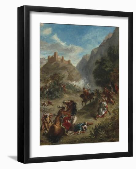 Arabs Skirmishing in the Mountains, 1863-Eugene Delacroix-Framed Giclee Print