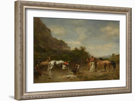 Arabs Watering their Horses, 1872 (Oil on Panel)-Eugene Fromentin-Framed Giclee Print