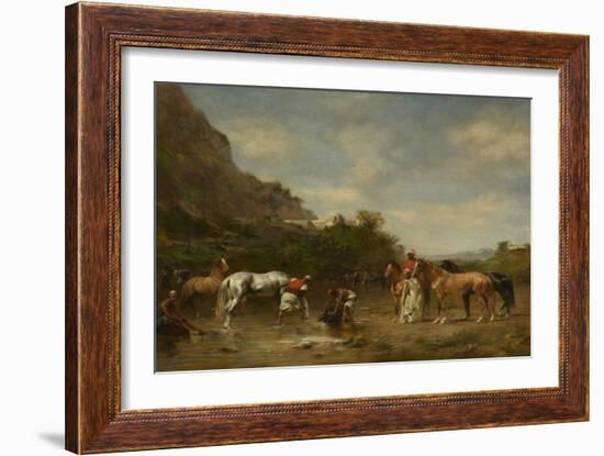 Arabs Watering their Horses, 1872 (Oil on Panel)-Eugene Fromentin-Framed Giclee Print