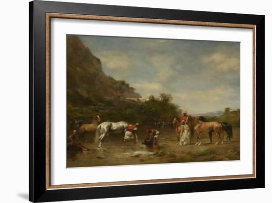 Arabs Watering their Horses, 1872 (Oil on Panel)-Eugene Fromentin-Framed Giclee Print