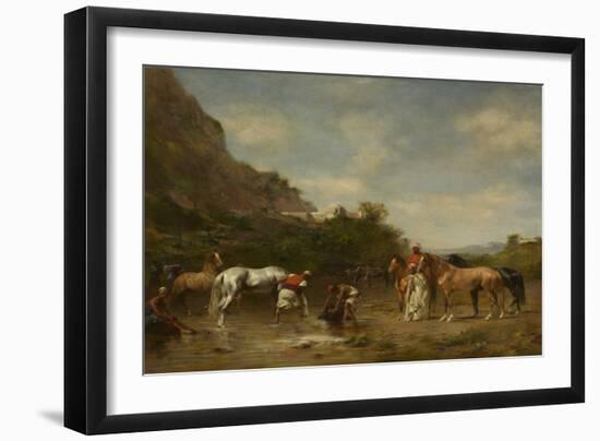 Arabs Watering their Horses, 1872 (Oil on Panel)-Eugene Fromentin-Framed Giclee Print