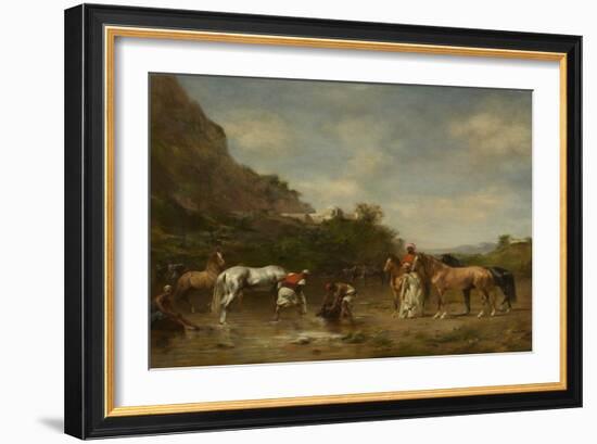 Arabs Watering their Horses, 1872 (Oil on Panel)-Eugene Fromentin-Framed Giclee Print