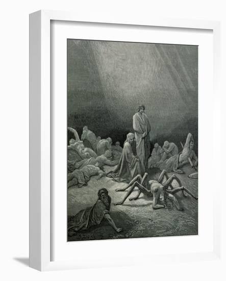 Arachne, from the 12th Canto of Dante's "Purgatory"-Gustave Doré-Framed Giclee Print