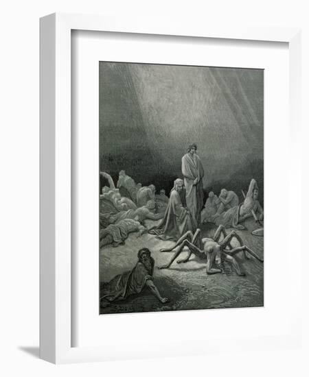 Arachne, from the 12th Canto of Dante's "Purgatory"-Gustave Doré-Framed Giclee Print