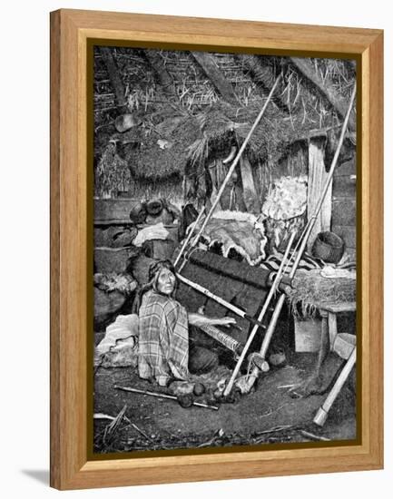 Araucanian Woman Weaving, Chile, 1922-null-Framed Premier Image Canvas