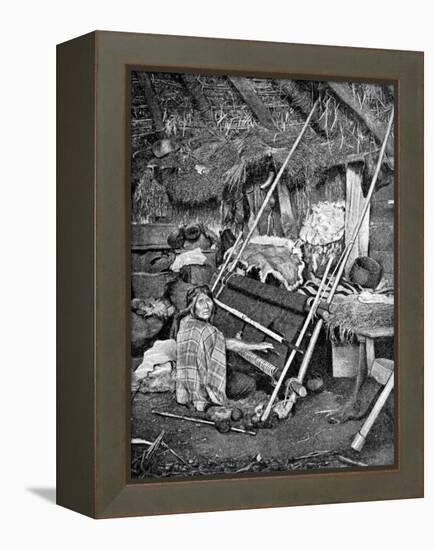 Araucanian Woman Weaving, Chile, 1922-null-Framed Premier Image Canvas