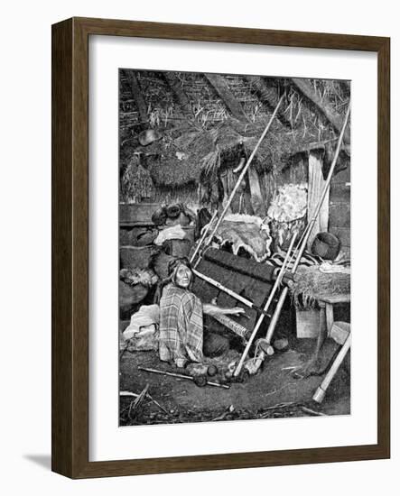 Araucanian Woman Weaving, Chile, 1922-null-Framed Giclee Print