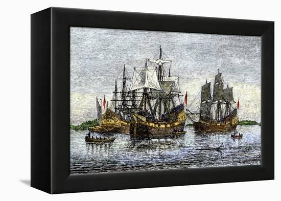 Arbella and Other Ships Bring John Winthrop's Colonists to Salem-null-Framed Premier Image Canvas