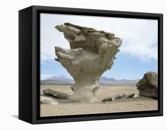 Arbol De Piedra, Wind Eroded Rock Near Laguna Colorada, Southwest Highlands, Bolivia, South America-Tony Waltham-Framed Premier Image Canvas
