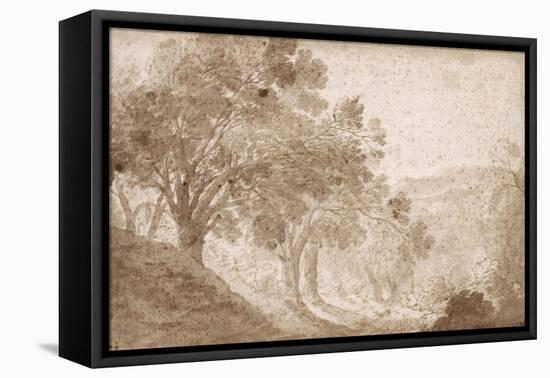 Arbres à gauche d'une pente-Nicolas Poussin-Framed Premier Image Canvas