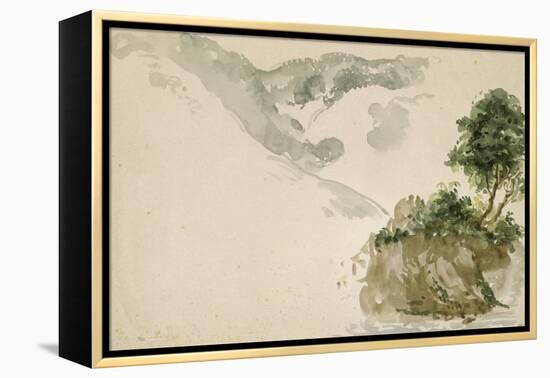Arbres près d'un torrent dans un paysage de haute montagne; séjour aux Eaux Bonnes dans les-Eugene Delacroix-Framed Premier Image Canvas
