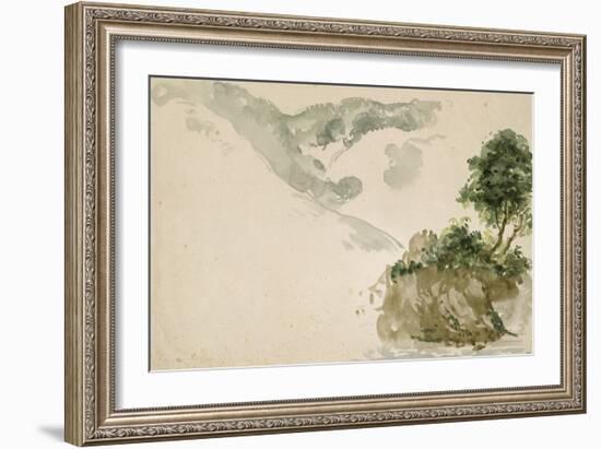 Arbres près d'un torrent dans un paysage de haute montagne; séjour aux Eaux Bonnes dans les-Eugene Delacroix-Framed Giclee Print