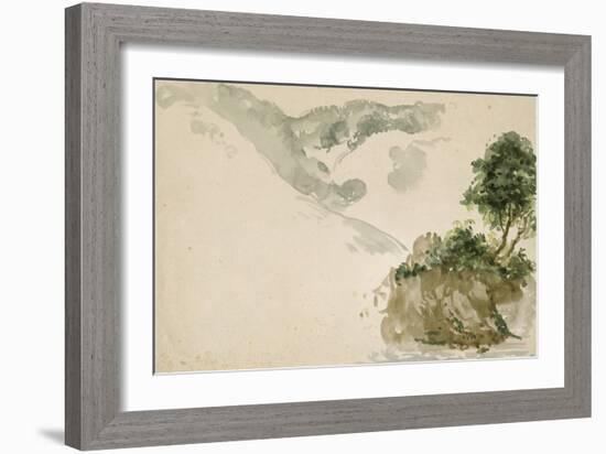 Arbres près d'un torrent dans un paysage de haute montagne; séjour aux Eaux Bonnes dans les-Eugene Delacroix-Framed Giclee Print