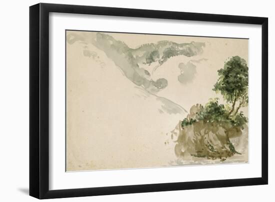 Arbres près d'un torrent dans un paysage de haute montagne; séjour aux Eaux Bonnes dans les-Eugene Delacroix-Framed Giclee Print