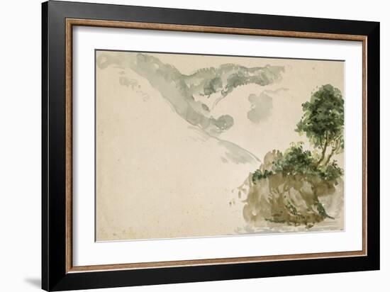 Arbres près d'un torrent dans un paysage de haute montagne; séjour aux Eaux Bonnes dans les-Eugene Delacroix-Framed Giclee Print