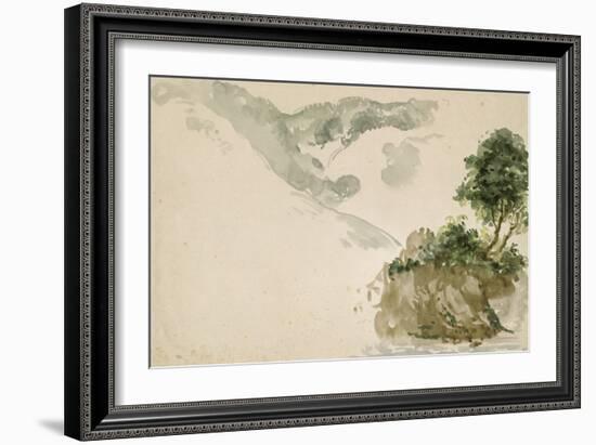 Arbres près d'un torrent dans un paysage de haute montagne; séjour aux Eaux Bonnes dans les-Eugene Delacroix-Framed Giclee Print