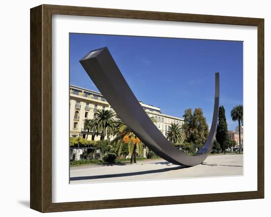 Arc De 115.5 Degrees by Bernar Venet and Albert 1st Gardens, Nice, Alpes Maritimes, Provence, Cote -Peter Richardson-Framed Photographic Print