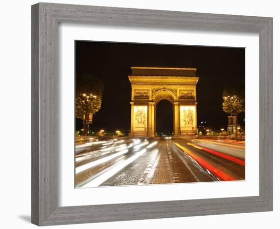 Arc De Triomphe and Champs Elysees at Night, Paris, France, Europe-Hans Peter Merten-Framed Photographic Print