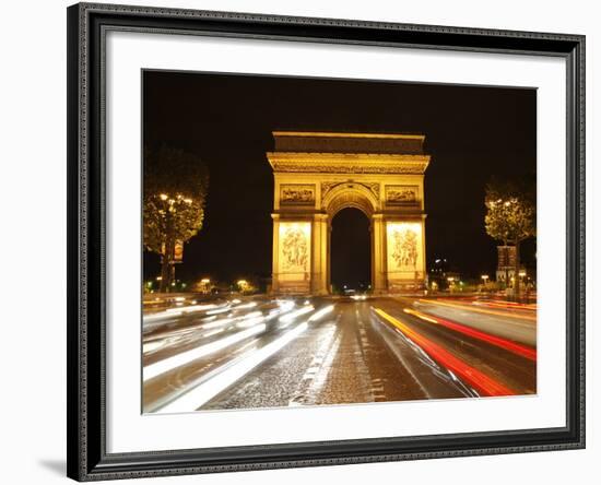 Arc De Triomphe and Champs Elysees at Night, Paris, France, Europe-Hans Peter Merten-Framed Photographic Print