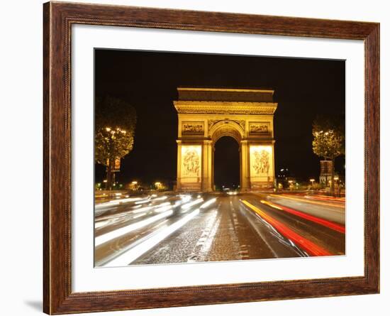 Arc De Triomphe and Champs Elysees at Night, Paris, France, Europe-Hans Peter Merten-Framed Photographic Print