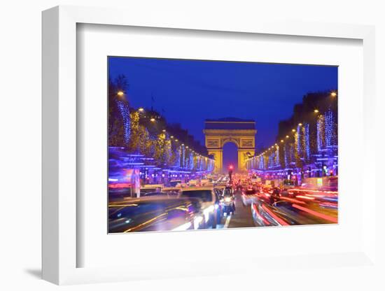 Arc De Triomphe and Xmas Decorations, Avenue Des Champs-Elysees, Paris, France-Neil Farrin-Framed Photographic Print