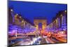 Arc De Triomphe and Xmas Decorations, Avenue Des Champs-Elysees, Paris, France-Neil Farrin-Mounted Photographic Print