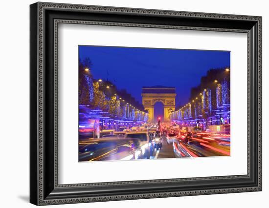 Arc De Triomphe and Xmas Decorations, Avenue Des Champs-Elysees, Paris, France-Neil Farrin-Framed Photographic Print